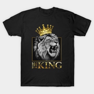 Regal Lion Head with Gold Crown - The King of the Savannah T-Shirt